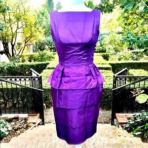 🔥 Vtg Silk Wiggle Dress Purple PinUp Women’s XXS